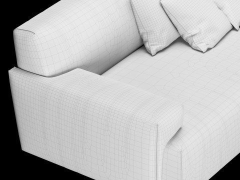 Modern velvet sofa with pillows 3D Model