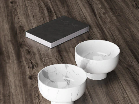 Modern coffe table 2 with decor 3D Model