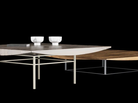 Modern coffe table 2 with decor 3D Model
