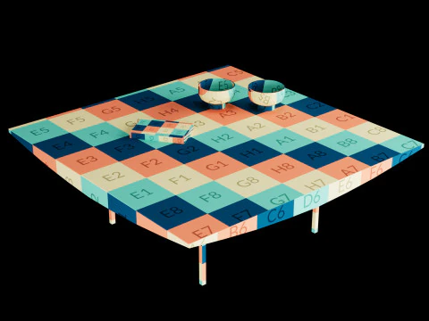 Modern coffe table 2 with decor 3D Model