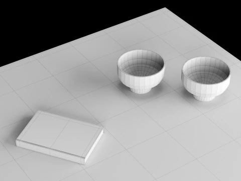 Modern coffe table 2 with decor 3D Model