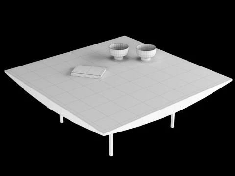 Modern coffe table 2 with decor 3D Model