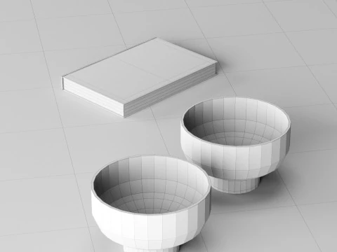 Modern coffe table 2 with decor 3D Model
