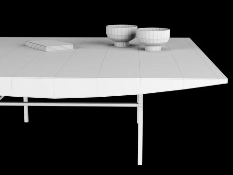 Modern coffe table 2 with decor 3D Model