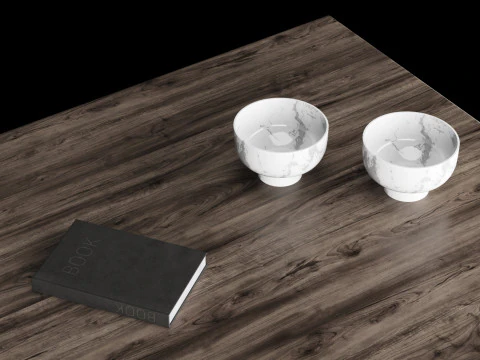 Modern coffe table 2 with decor 3D Model
