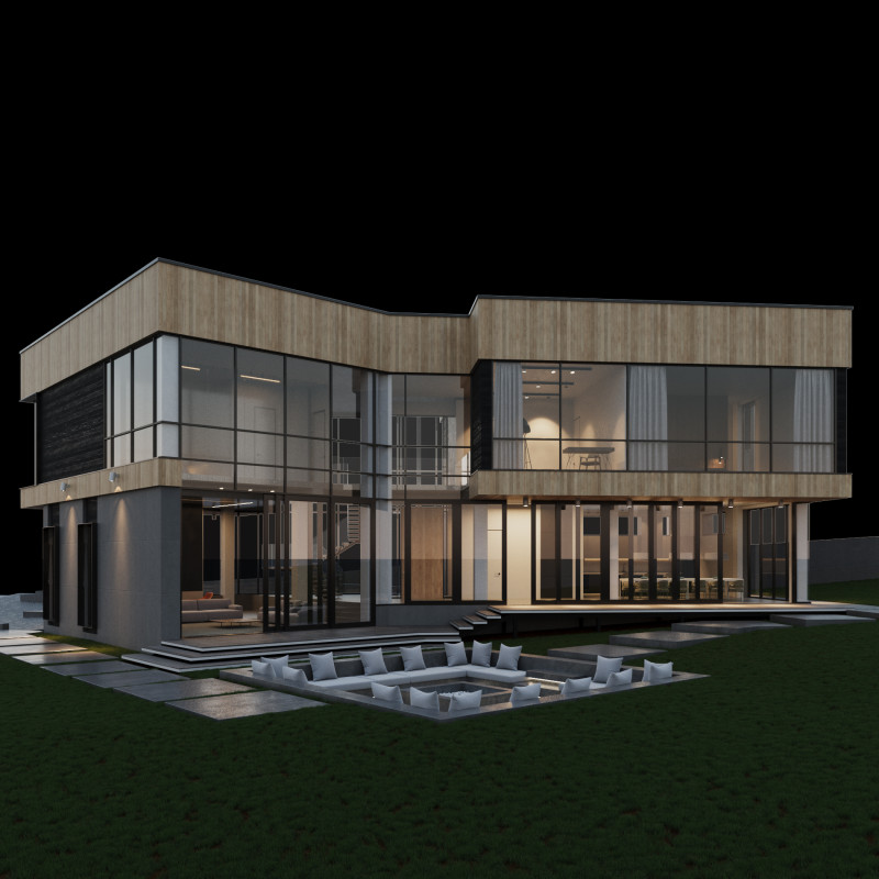 Modern house with furniture 3D Модель .c4d .max .obj .3ds .fbx .stl .blend 
