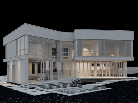 Modern house with furniture 3D Модель