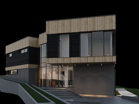 Modern house with furniture 3D Модель