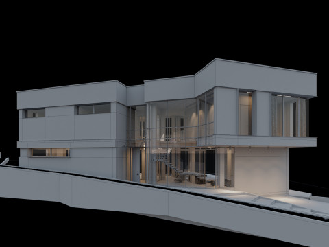 Modern house with furniture 3D Модель