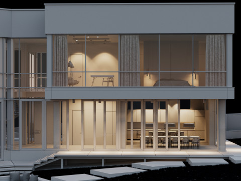 Modern house with furniture 3D Модель