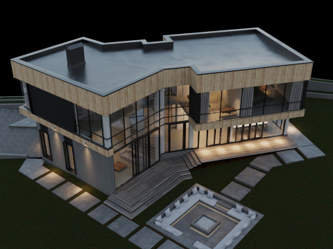 Modern house with furniture 3D Модель
