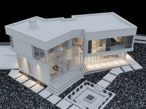Modern house with furniture 3D Модель