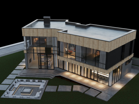 Modern house with furniture 3D Модель