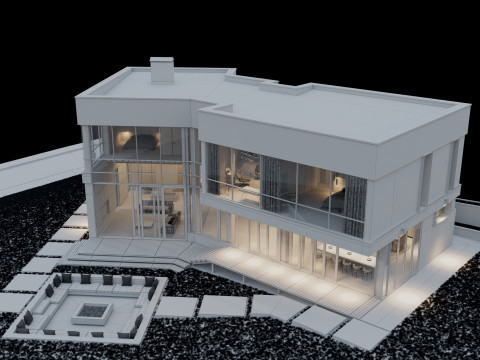 Modern house with furniture 3D Модель