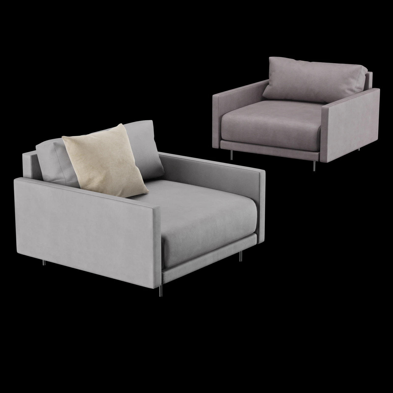 Modern leather chair with pillow 3D Model .c4d .max .obj .3ds .fbx .stl .blend 