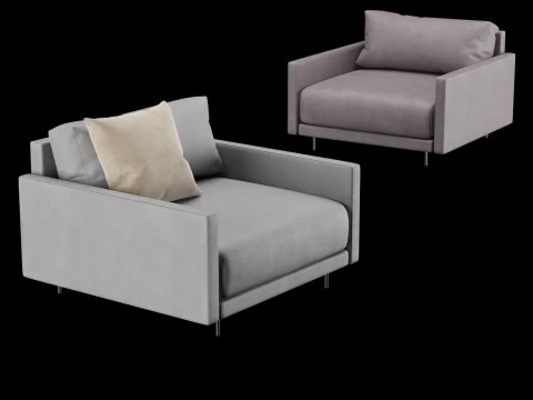 Kursi kulit modern dengan bantal Model 3D