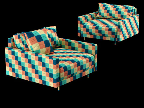 Modern leather chair with pillow 3D Model
