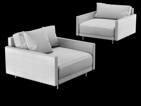 Modern leather chair with pillow 3D Model