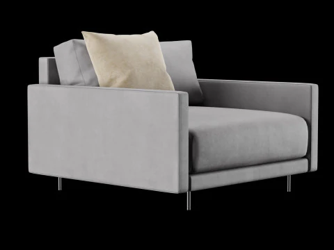 Modern leather chair with pillow 3D Model