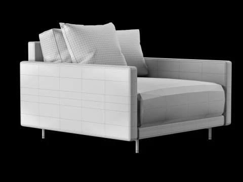 Modern leather chair with pillow 3D Model