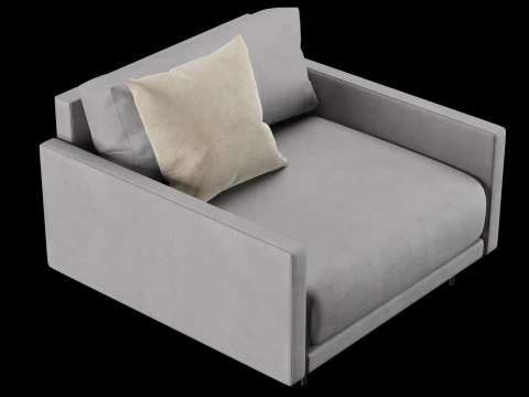 Modern leather chair with pillow 3D Model