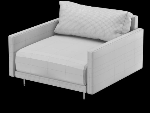 Modern leather chair with pillow 3D Model