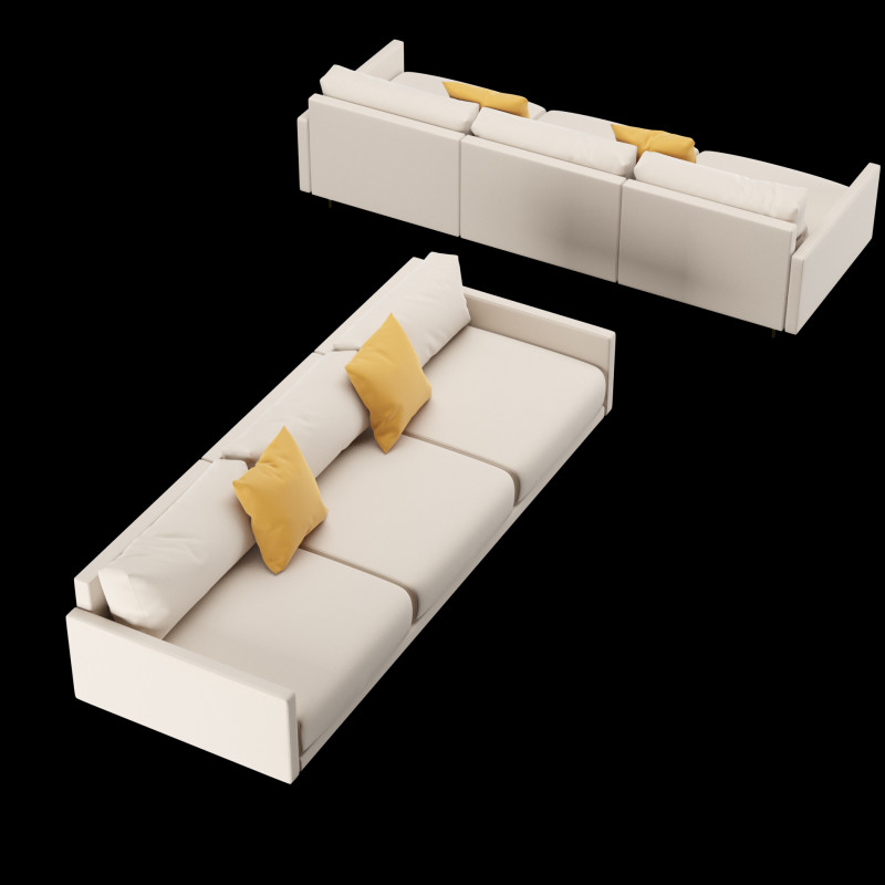 Modern 3 seat fabric sofa with pillow 3D मॉडल .c4d .max .obj .3ds .fbx .stl .blend 