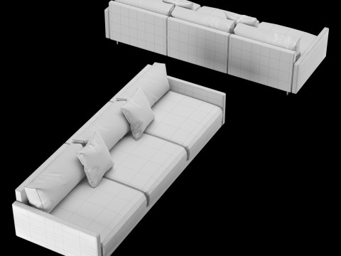 Modern 3 seat fabric sofa with pillow 3D मॉडल