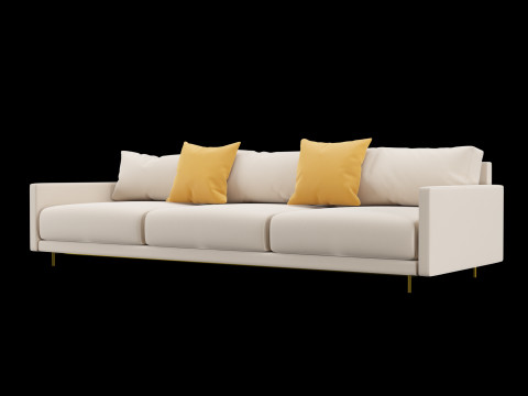 Modern 3 seat fabric sofa with pillow 3D मॉडल