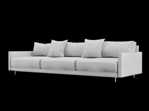 Modern 3 seat fabric sofa with pillow 3D मॉडल