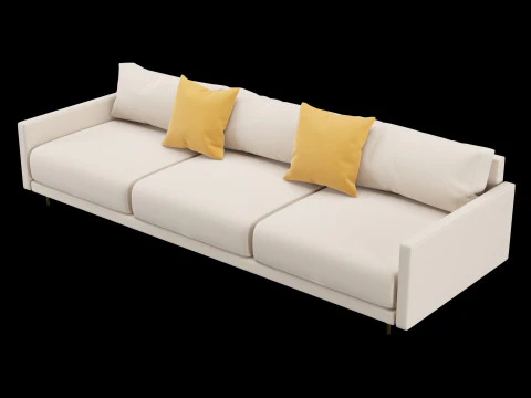 Modern 3 seat fabric sofa with pillow 3D Model