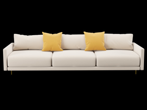 Modern 3 seat fabric sofa with pillow 3D मॉडल