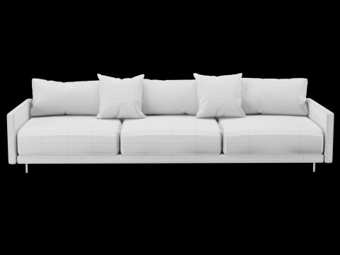 Modern 3 seat fabric sofa with pillow 3D मॉडल