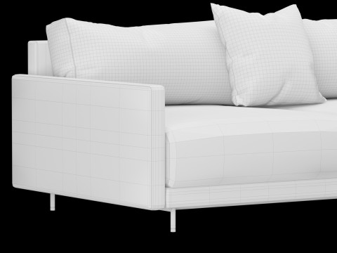 Modern 3 seat fabric sofa with pillow 3D मॉडल