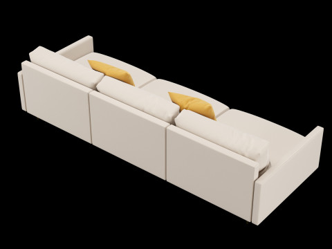 Modern 3 seat fabric sofa with pillow 3D मॉडल