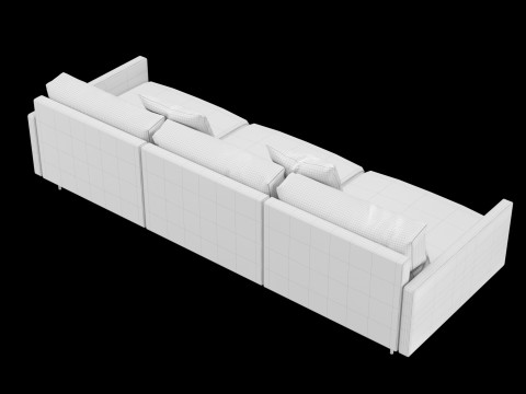 Modern 3 seat fabric sofa with pillow 3D मॉडल