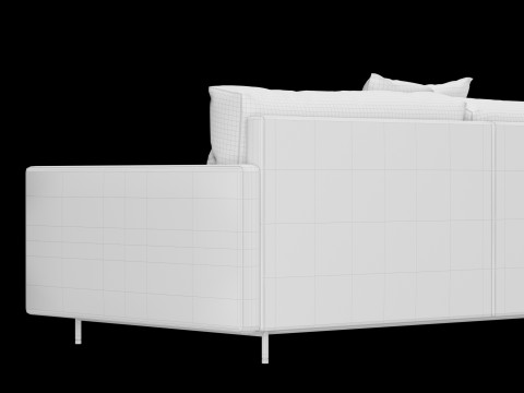 Modern 3 seat fabric sofa with pillow 3D मॉडल