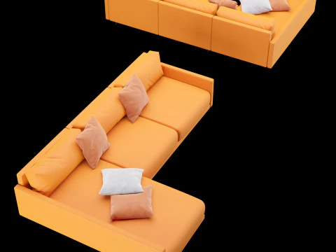 Sofa sudut modern dengan bantal Model 3D