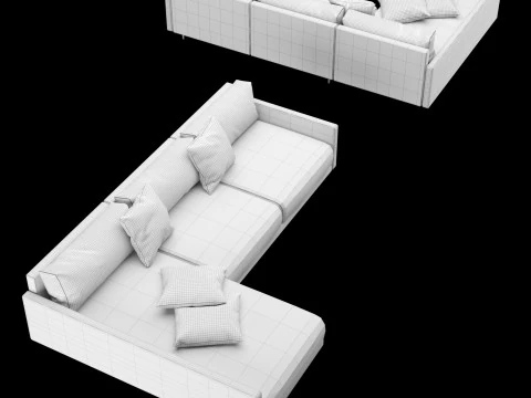Modern angle sofa with pillow 3D Model