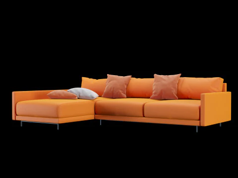 Modern angle sofa with pillow 3D Model