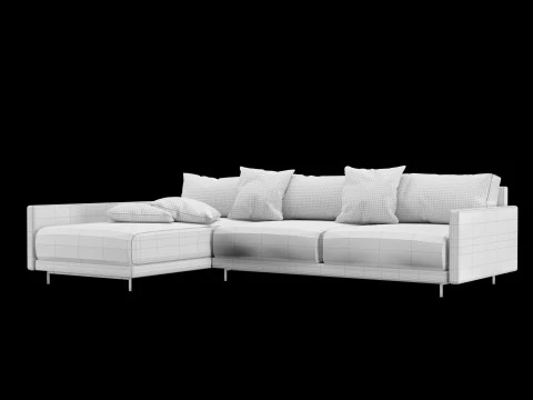 Modern angle sofa with pillow 3D Model