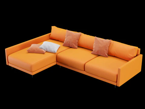 Modern angle sofa with pillow 3D Model