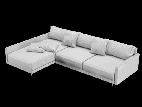 Modern angle sofa with pillow 3D Model