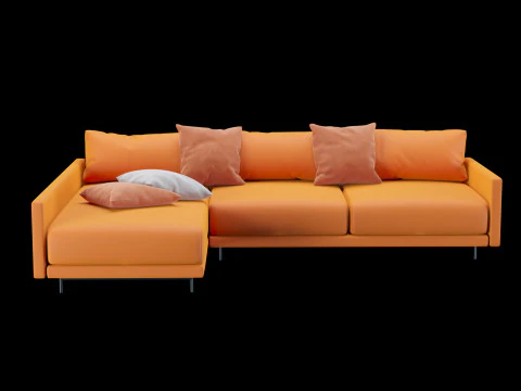 Modern angle sofa with pillow 3D Model