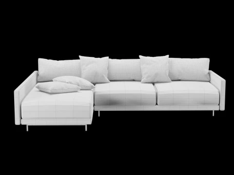 Modern angle sofa with pillow 3D Model