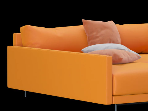 Modern angle sofa with pillow 3D Model