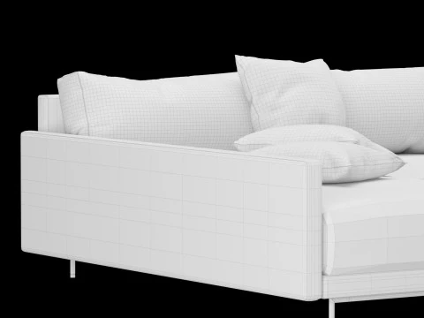 Modern angle sofa with pillow 3D Model