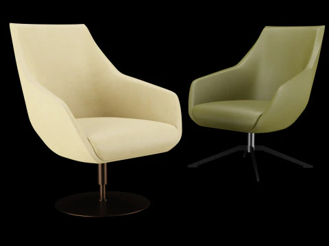 Kursi kulit santai modern 2 Model 3D