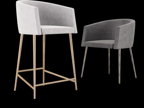 Bar dan kursi standar 5 Model 3D