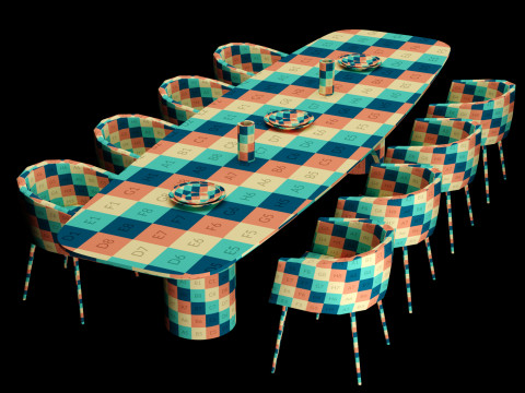 Modern dining table 4 3D Modell
